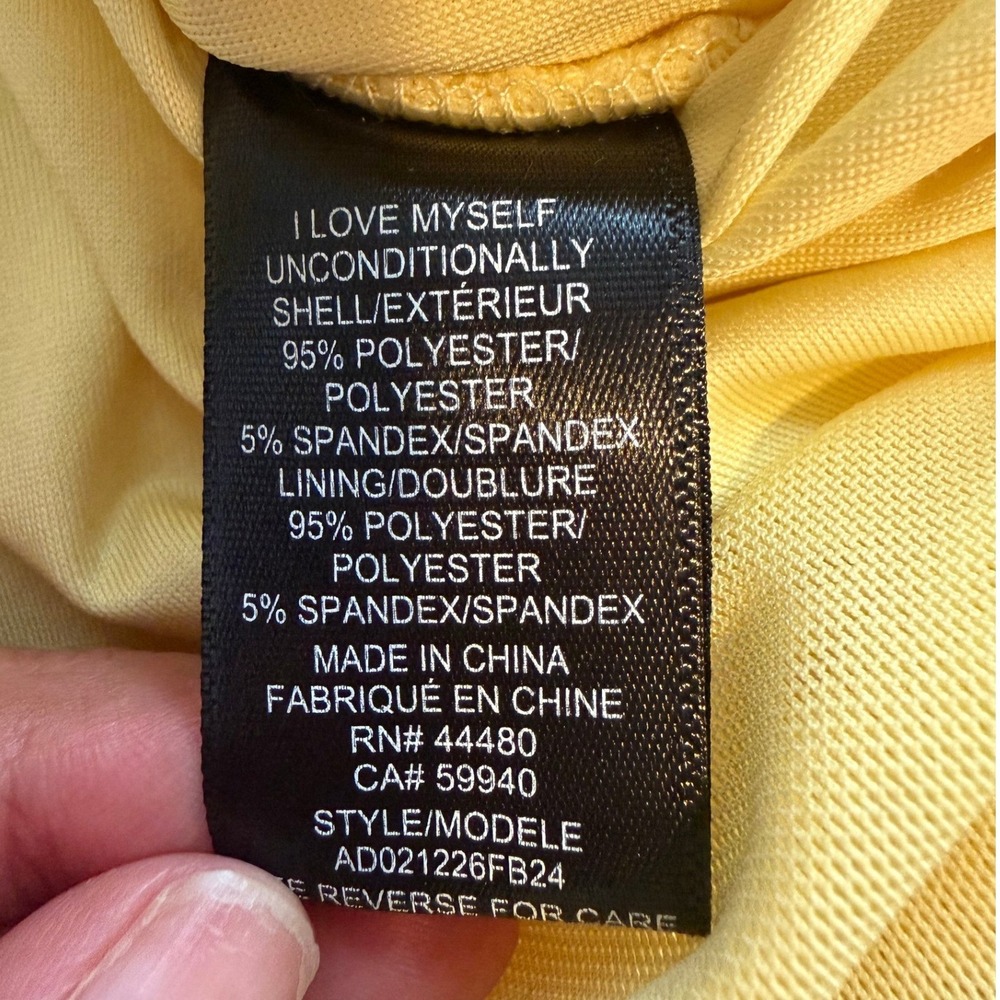 AFRM Yellow Ruched Bodycon Mini Dress Square Neck Racerback Large - Picture 4 of 9